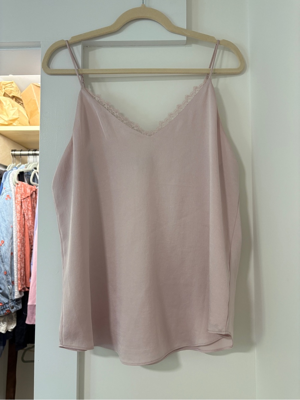 Express Pale Pink Lace-Trim Slip Cami